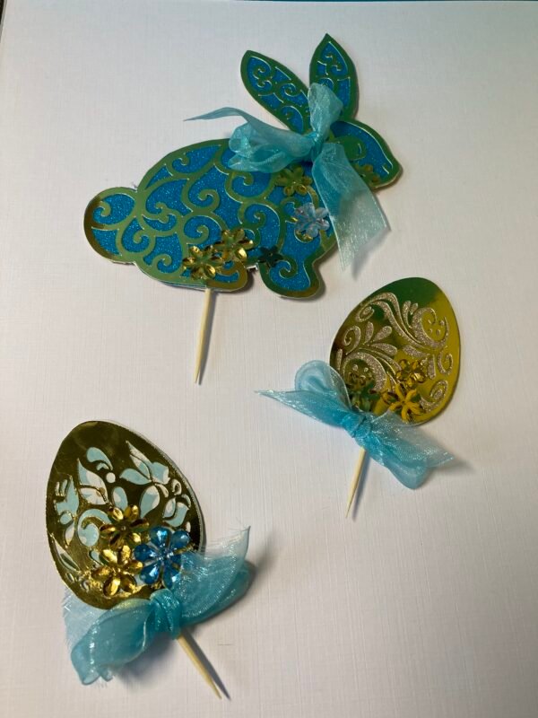 Décoration pour gâteau lapin bleu . Cake topper – Image 2